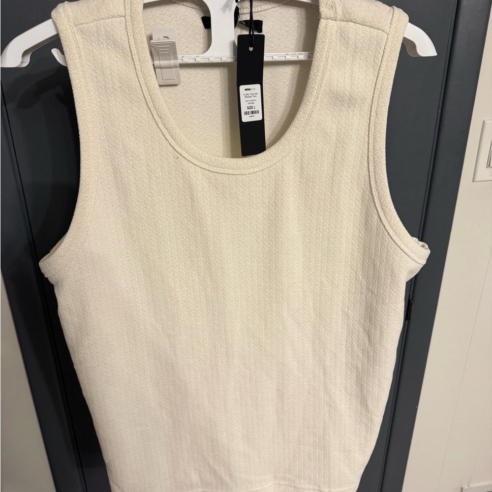 Fashion Nova Elegant Cream Sleeveless Top Sweater L